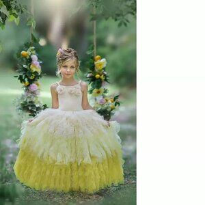 NWT Dollcake Sundown Yellow Ombre Frock Gown Pagent Flower Girl sz 8
